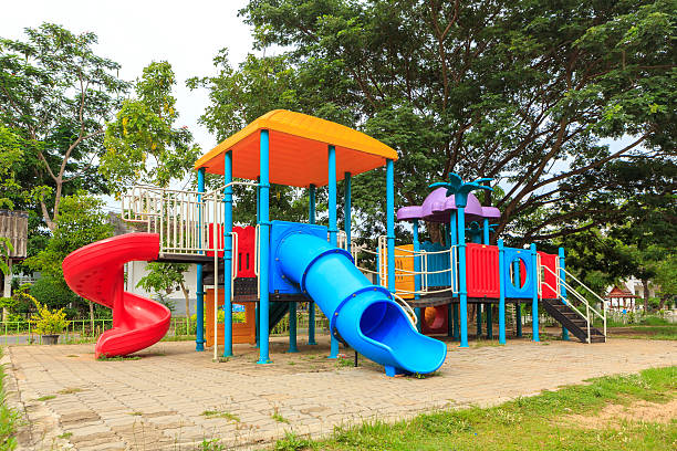 istock Modern kids toy playground in park 176527325