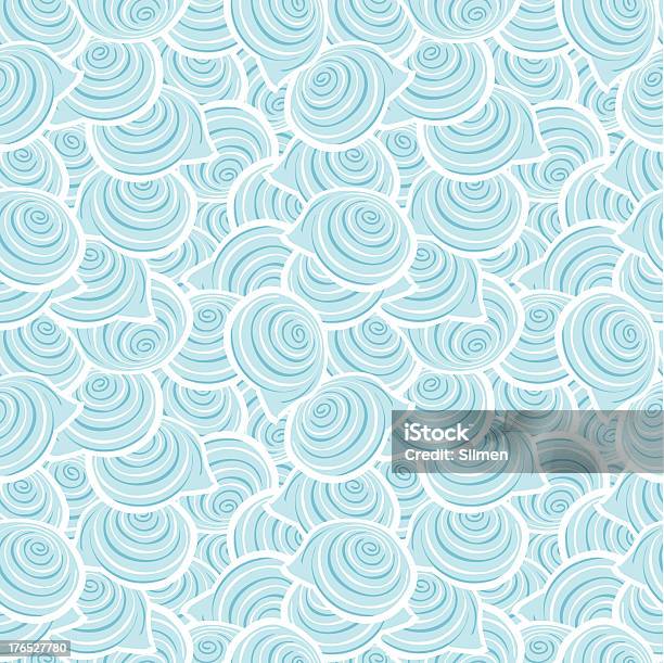 Право Seamless Pattern With Spiral Shells — стоковая векторная графика и другие изображения на тему Море - Море, Абстрактный, Белый