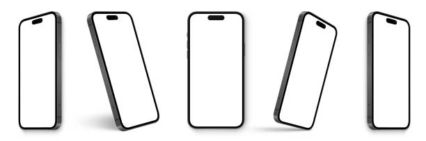 istock Realistic mockup models smartphone with transparent screens. Smartphone mock up collection. Device front view. 3D mobile phone with shadow on transparent background - stock vector. 1765287536