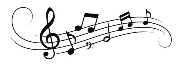 istock Music notes wave. Group musical notes with G-clef. Melody symbol. The musical notes with the treble clef on white background - stock vector. 1765297386
