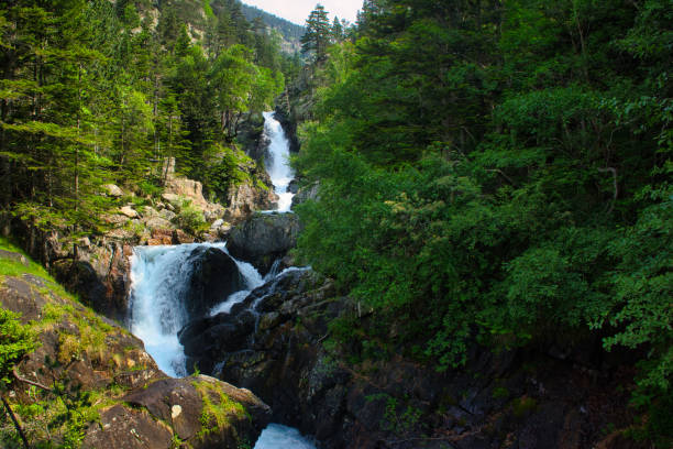 A waterfall in the Benasque Valley in the Pyrenees of Aragon, Spain