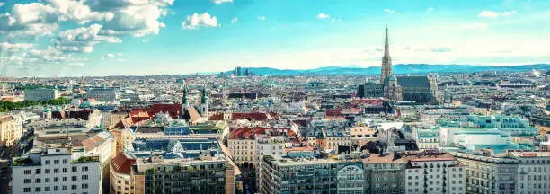 Panoramic view of Vienna city. Austria