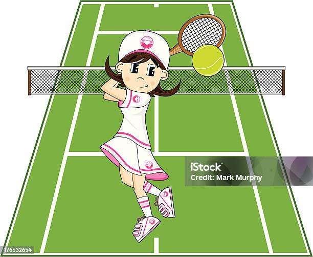 말풍선이 있는 테니트 여자아이 T 셔츠에 대한 스톡 벡터 아트 및 기타 이미지 - T 셔츠, 갈색 머리, 공-스포츠 장비
