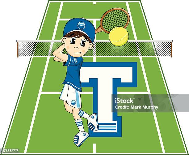 De Tennis Garçon Apprentissage Lettre T Vecteurs libres de droits et plus d'images vectorielles de Apprentissage - Apprentissage, Casquette, Casquette de baseball
