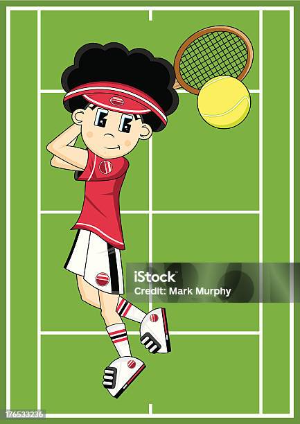 かわいい漫画のテニス少年 - 1人のベクターアート素材や画像を多数ご用意 - 1人, Tシャツ, イラストレーション