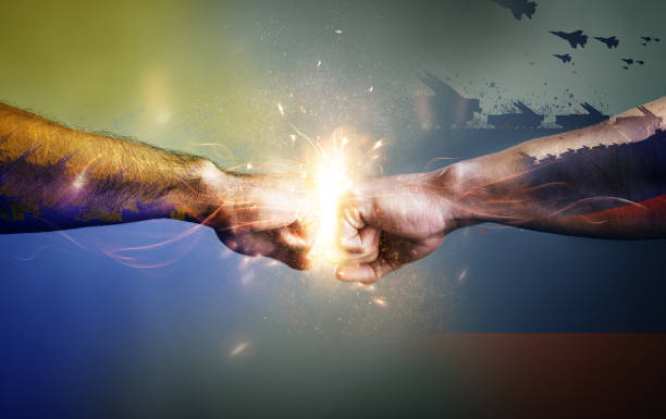 istock Hands, fist and double exposure with men at war closeup for support, motivation or teamwork. Flare, overlay or explosion for collaboration with people fighting for freedom in the army or military 1765337296