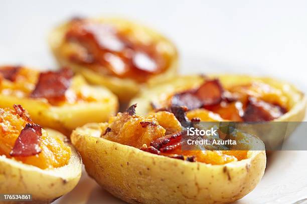 Potato Skin With Bacon And Cheese Stock Photo - Download Image Now - Appetizer, Bacon, Baked