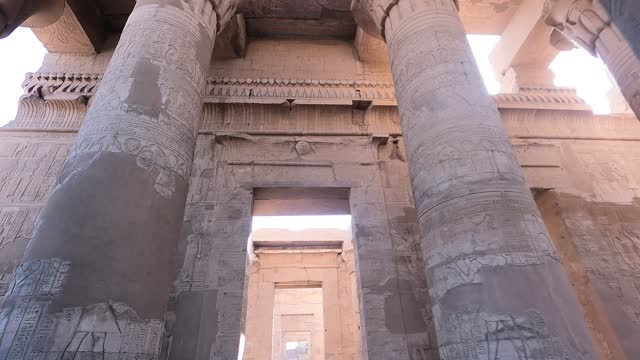Ancient Ruins Of The Temple Of Kom Ombo In The Nile River, Izbat Al Bayyarah, Egypt. Close-Up