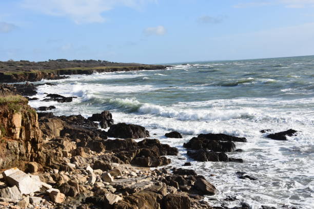 istock Landscape from Brittany in Finistere, with the Atlantic ocean and stone cliffs 1765356379