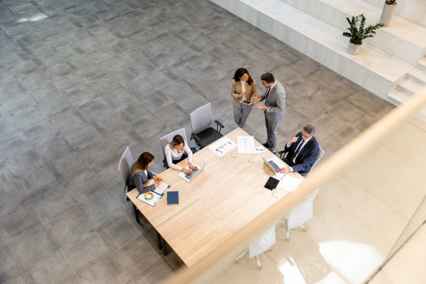 istock Aerial view at young startup team working in the office 1765358122
