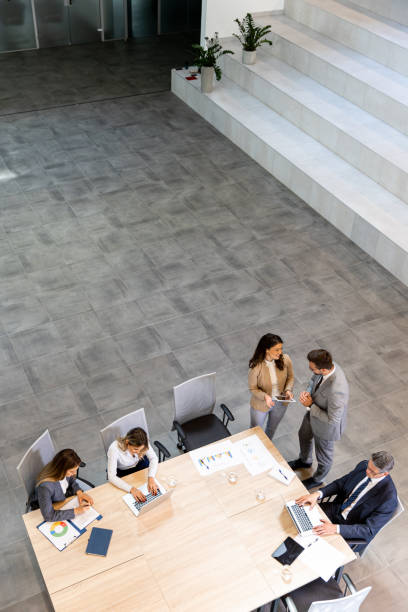 istock Aerial view at young startup team working in the office 1765358553