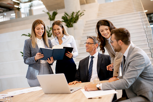 Young startup team working in the modern office