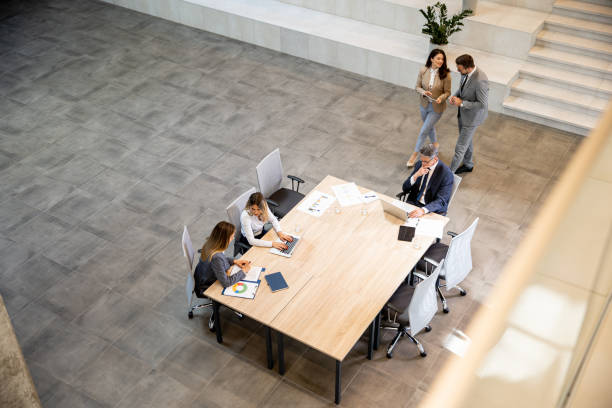 istock Aerial view at young startup team working in the office 1765359172