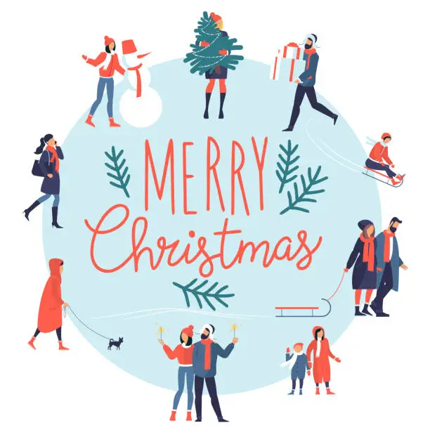 Vector illustration of Christmas and New Year greeting card