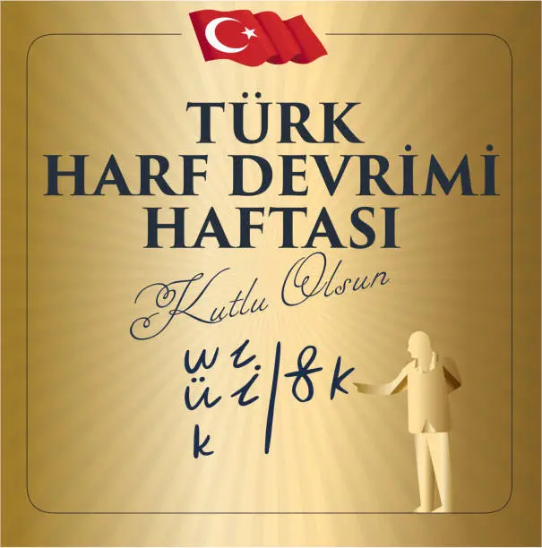 Vector illustration of Turk Harf Devrimi Haftasi Translation: Week of Turkish Letter Revolution. Graphic for Design Elements. Greeting Card.