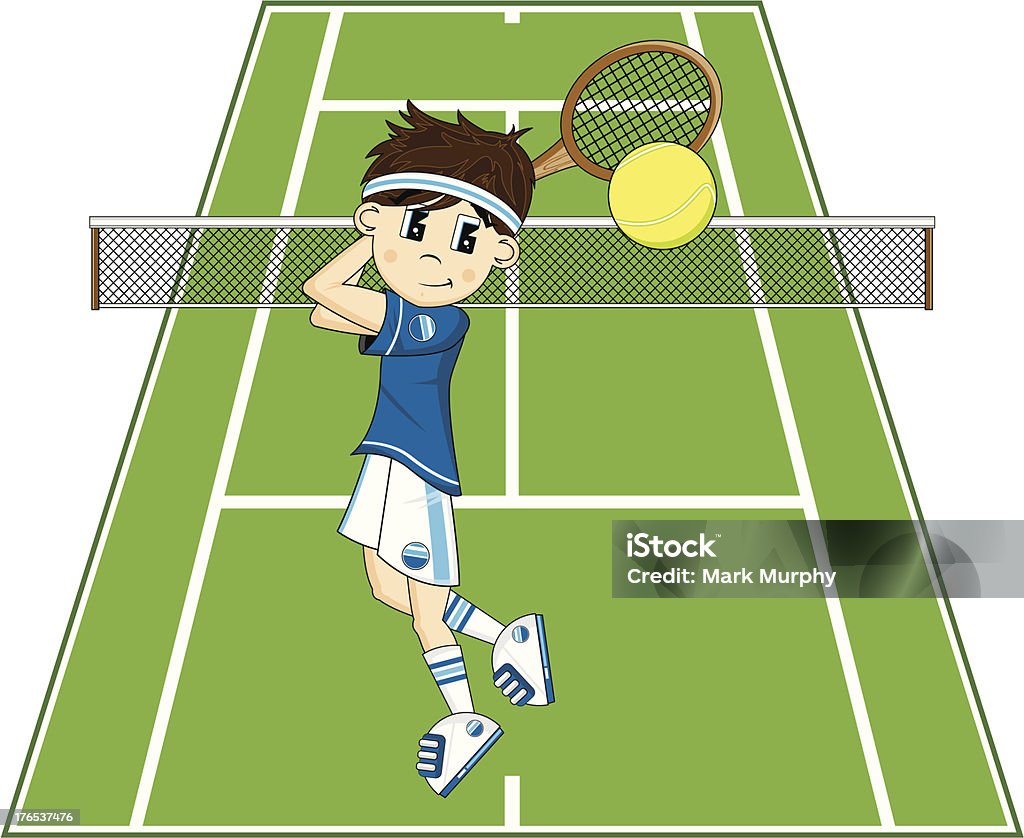 Menino bonito dos desenhos animados de tênis - Vetor de Bater royalty-free