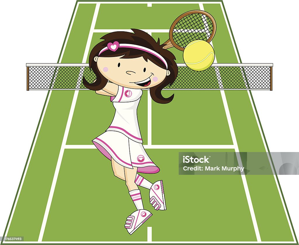 Ładny Dziewczyna kreskówka, Tenis - Grafika wektorowa royalty-free (Bekhend)