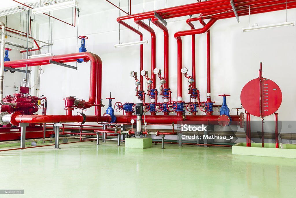 Fire fighting system Water sprinkler and fire fighting system Fire Sprinkler Stock Photo