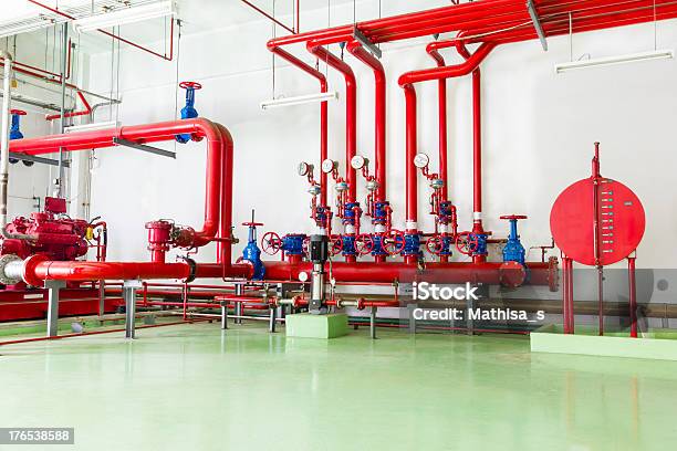 Fire Fighting System Stock Photo - Download Image Now - Fire Sprinkler, Pipe - Tube, Fire Hose