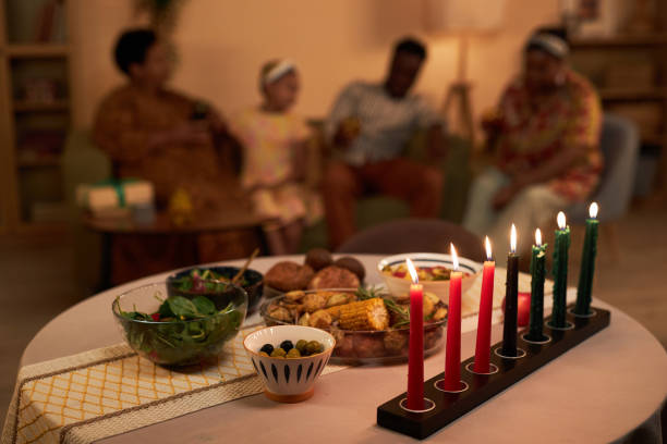 istock Burning Candles and Tasty Dishes for Kwanzaa 1765390343