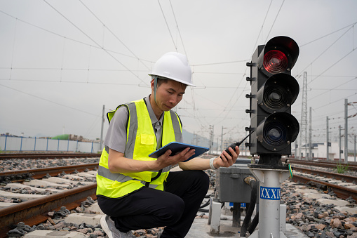 Engineers work on tablets