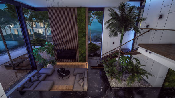 istock 3d rendering of expensive cozy interior with green walls in night 1765392481
