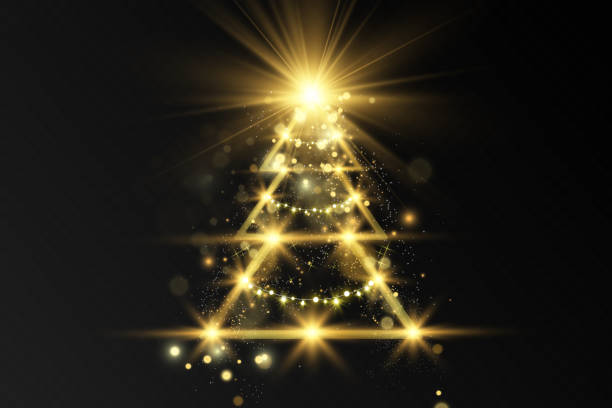 istock Christmas tree made of shiny golden stars. Christmas background. 1765396680