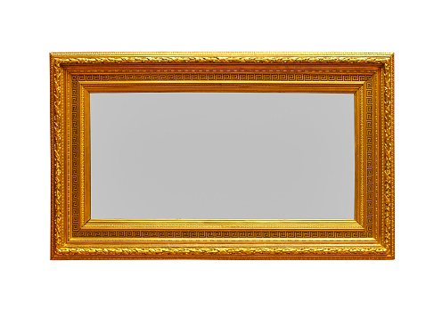 Antique  carved picture frame with gray copy space on a white background