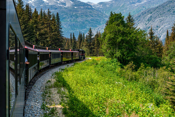 istock White Pass Summit excursion tour train in the mountains, Alaska, USA. 1765434910