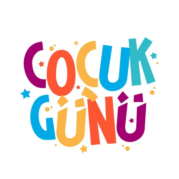 Vector illustration of Çocuk tipografi vektor tasarimi. Translation: Children typography vector design