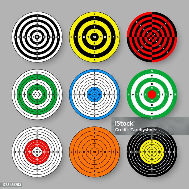 Target Shooting Pattern Shooting Range Paper Targets Round Target With Divisions Marks And ...