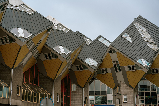 Yellow cubic houses in Rotterdam, Netherlands