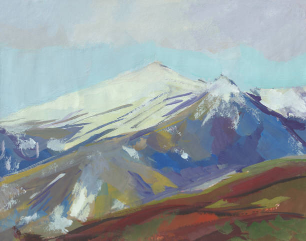 istock Mountains autumn snow gouache painting 1765469172