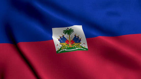 Haiti Flag. Waving  Fabric Satin Texture Flag of Haiti 3D illustration. Real Texture Flag of the Republic of Haiti