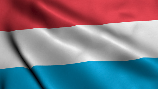 Luxembourg Flag. Waving  Fabric Satin Texture Flag of Luxembourg 3D illustration. Real Texture Flag of the Grand Duchy of Luxembourg