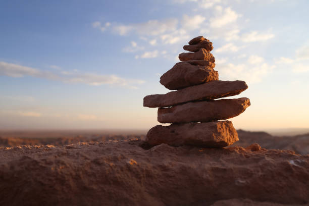 landscape with stacked stones in the foreground
