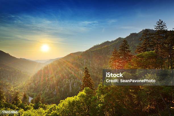 Sun Setting On New Found Gap Great Smoky Mountains Stock Photo - Download Image Now - Mountain, Tennessee, Great Smoky Mountains National Park