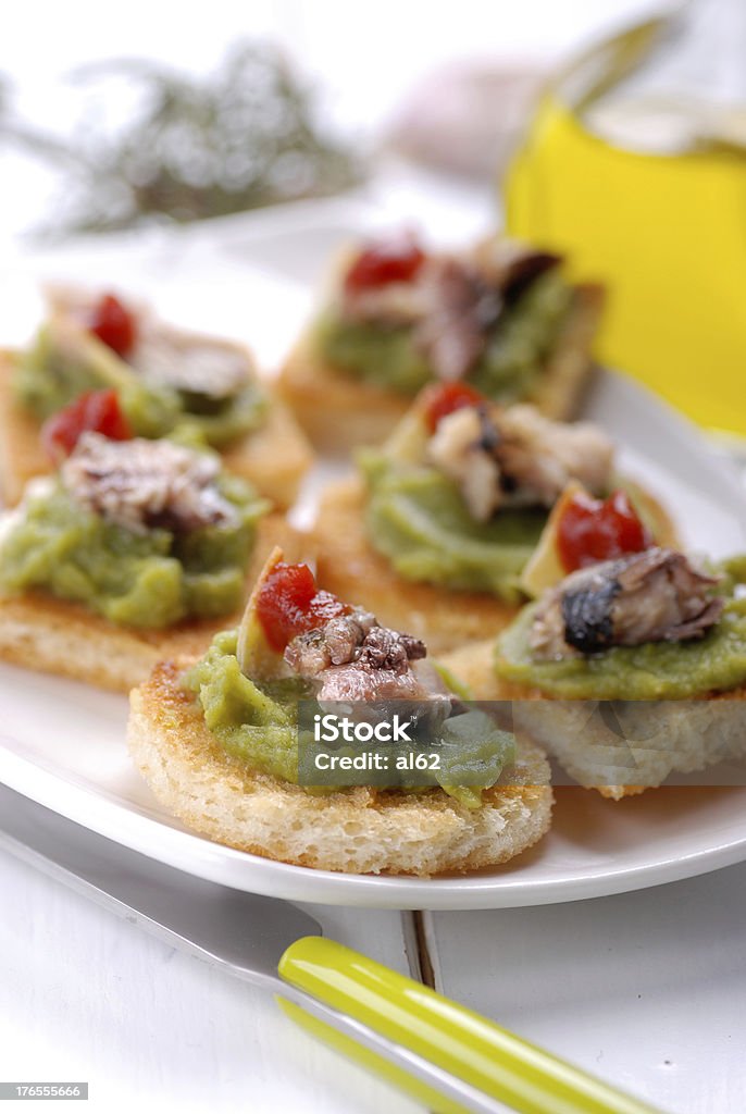 Mit Sardellen crostini - Lizenzfrei Brotsorte Stock-Foto