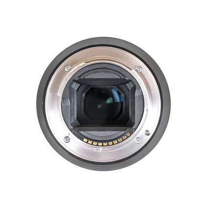 the metal attack of a photographic lens on a transparent background