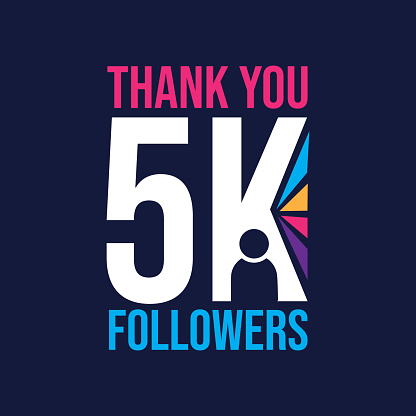 5k follower logo design to celebrate 5000 follower on social media. 5000 followers vector. Greeting social card thank you followers. Congratulations 5k follower design template.