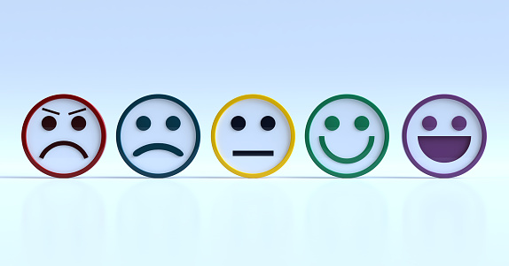 Smiley Faces Icons isolated on white background. 3D render