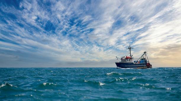 Lobster Fishing Boat in the Atlantic Ocean off the Coast of Newfoundland Canada