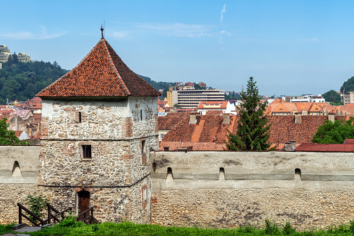 Stone fortress wall, architecture of the old city of Tallinn.