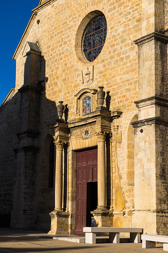 Entrance door to the Collegiate Church of Notre-Dame-de-la-Carce in Marvejols, in Lozère