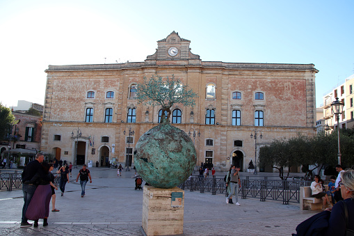 Matera, Basilicata, Italy - 29 october 2023: The Annunziata Palace in Vittorio Veneto Square.