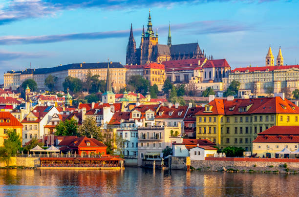 St. Vitus cathedral over Lesser town, Prague, Czech Republic St. Vitus cathedral over Lesser town, Prague, Czech Republic hradcany castle stock pictures, royalty-free photos & images