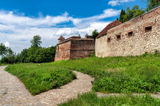 Helfštýn, Czech Republic, September 3, 2022: Aerial view of the medieval ruined castle of Helfštýn in Moravia. The castle was probably established at the end of the 13th century.