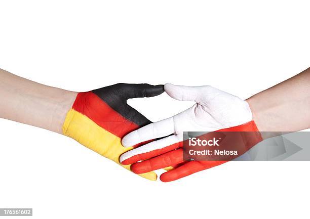 Dłoń W Niemczech I W Polsce - zdjęcia stockowe i więcej obrazów Białe tło - Białe tło, Europa - Lokalizacja geograficzna, Flaga
