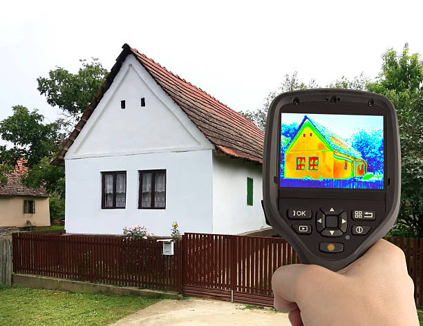 Thermal Image of the Old House stock photo