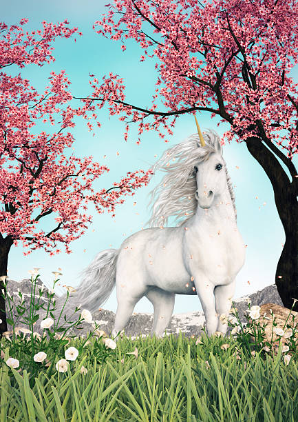 istock White Unicorn Amongst Cherry Trees 176564635